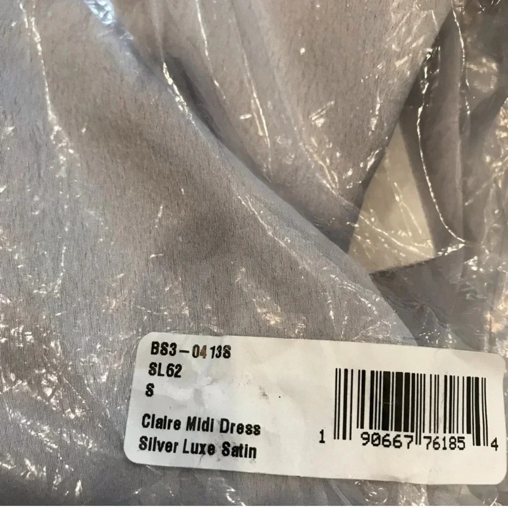 SHOW ME YOUR MUMU CLAIRE MIDI DRESS IN SILVER LUXE SATIN SMALL NWT - Picture 2 of 5